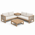 Ensemble en bois d'acacia et polyester beige - 2026