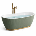 Baignoire îlot en acrylique, 170 cm, base acier inoxydable vert et or - 2026