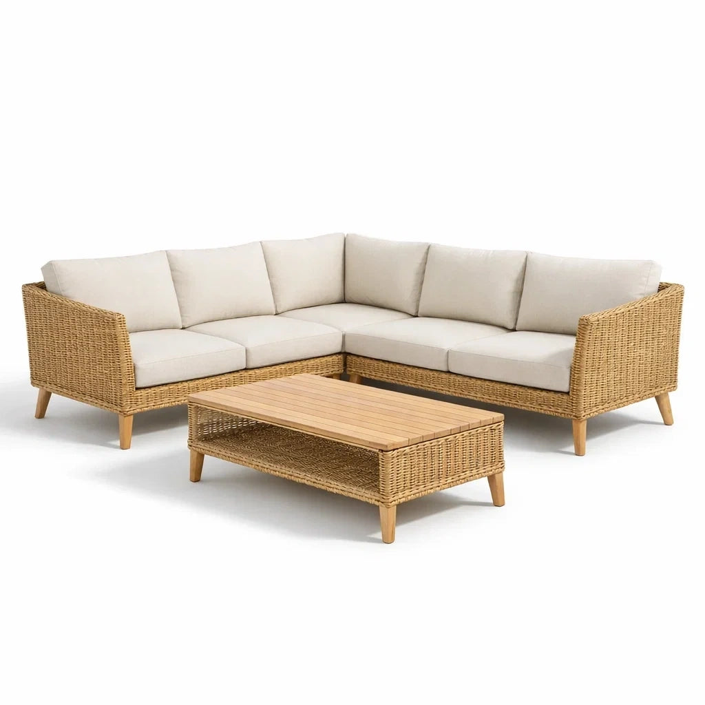 Salon de jardin en rotin et bois d’acacia - 2026