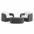 Ensemble de détente avec fauteuils de jardin en résine tressée gris table basse et coussins blancs - 2026