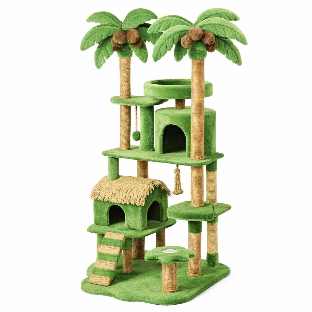 Arbre à chat en sisal vert avec cocotiers - 2026