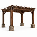 Pergola en bois avec piliers en pierre reconstituée 3x3m - 2026