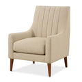 Fauteuil en tissu polyester beige avec pieds en bois - 2026