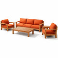 Salon de jardin en bois d’acacia avec coussins orange - 2026