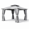 Pavillon de jardin en aluminium et acier avec rideaux en polyester - 2026