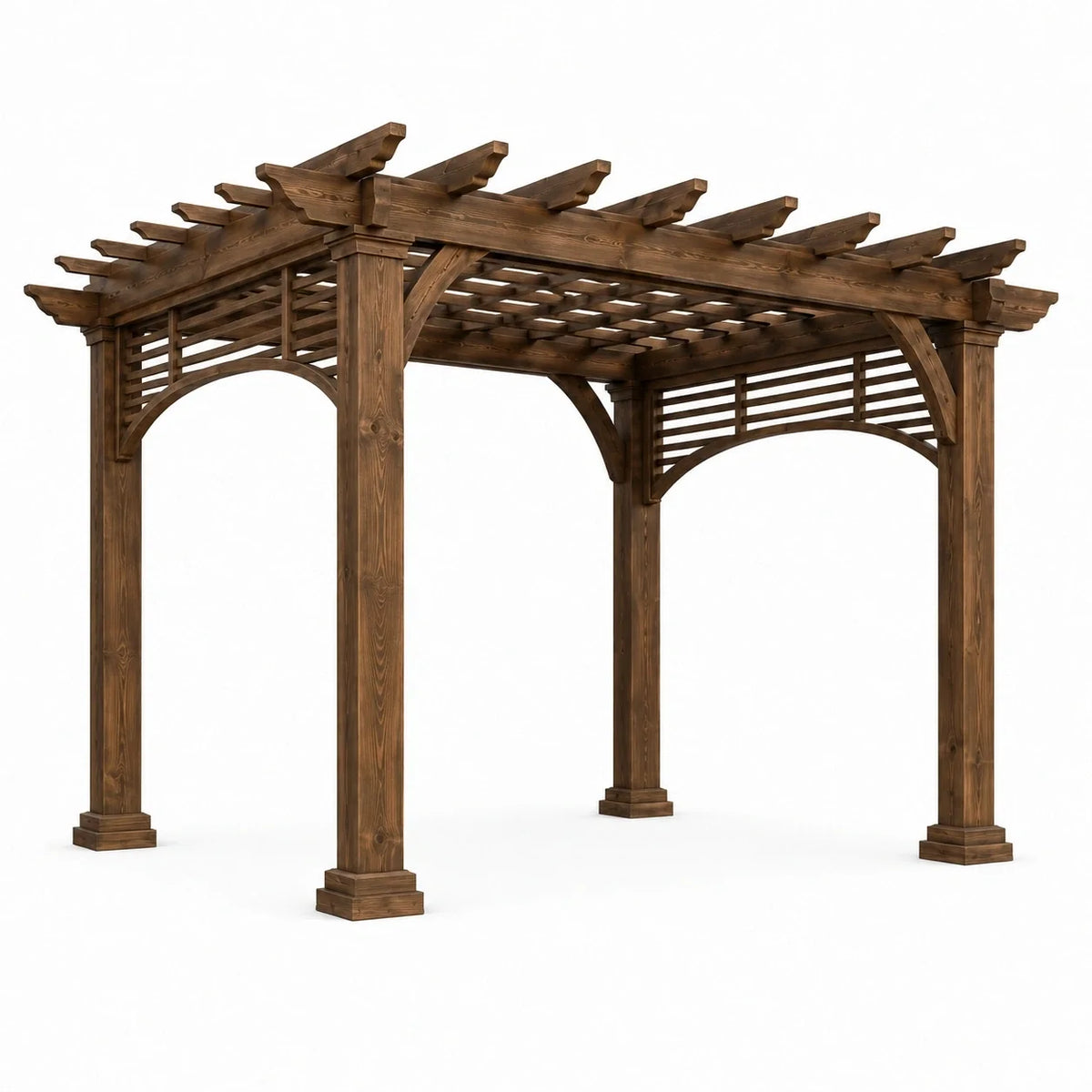 Pergola de jardin en bois brun 400 × 300 × 250 cm avec toit à lattes ajourées - 2026