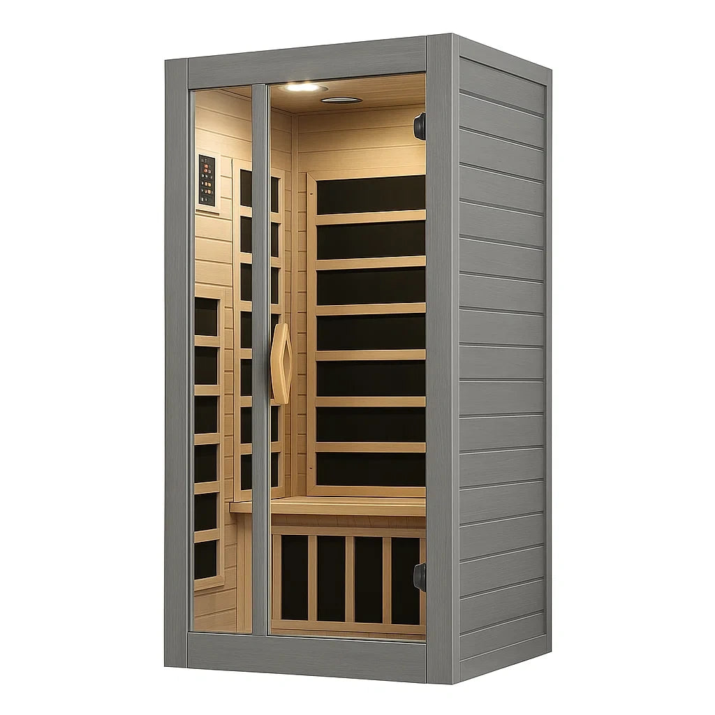 Cabine de sauna infrarouge en bois et verre sécurisé 190x90x90 cm - 2026