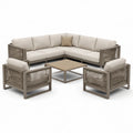 Ensemble de salon extérieur en aluminium avec coussins beige - 2026