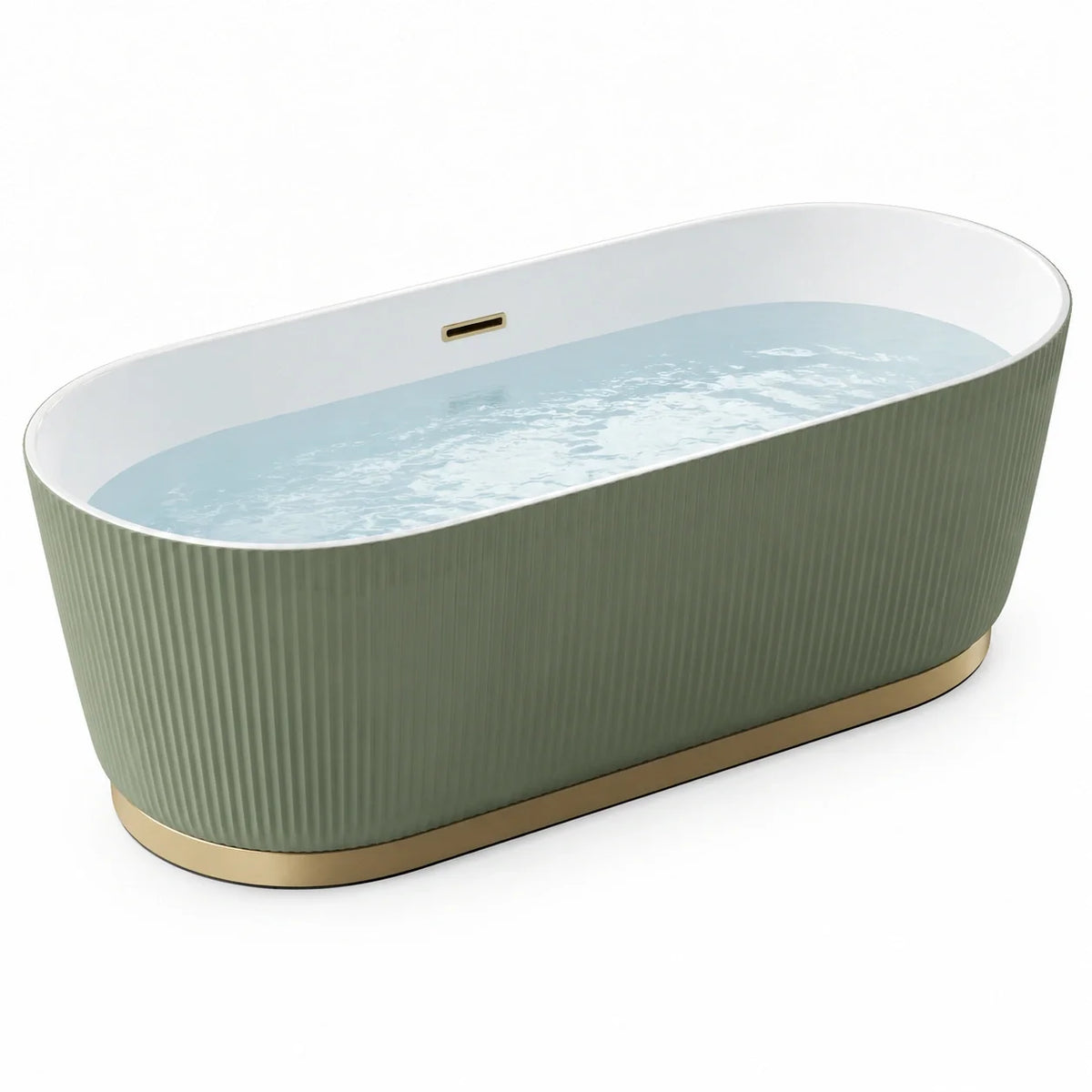 Baignoire îlot ovale en acrylique avec base en acier inoxydable - 2026