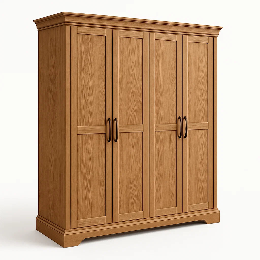 Armoire à 4 portes en bois de chêne massif - 2026