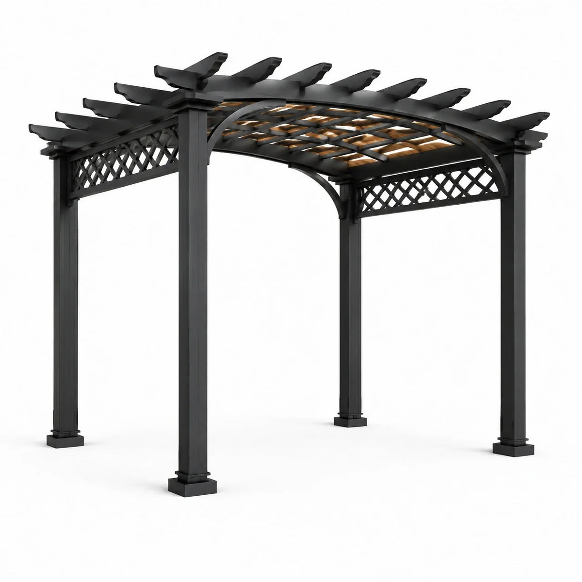 Pergola autoportante en bois noir et marron, 300 × 300 × 250 cm, avec toiture en treillis - 2026