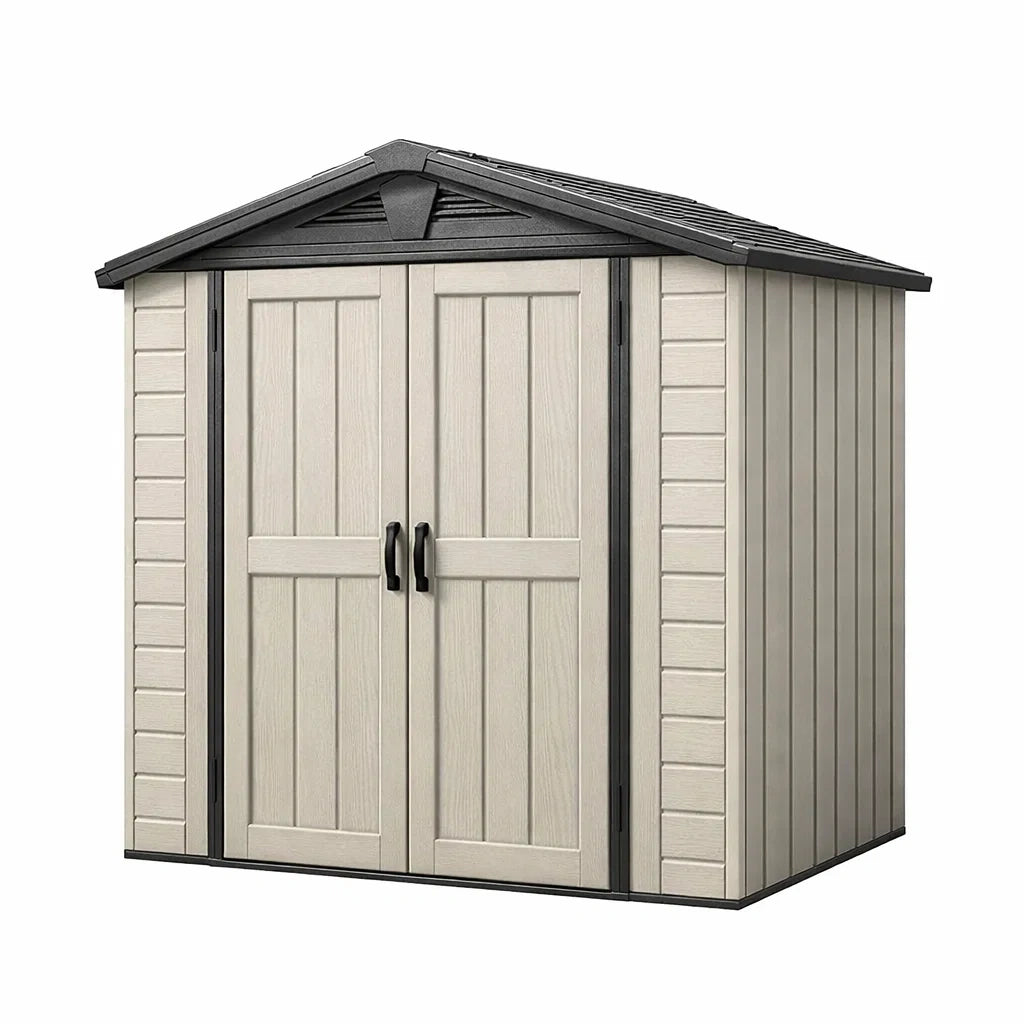 Abri de jardin en résine beige 213 x 124 x 210 cm - 2026