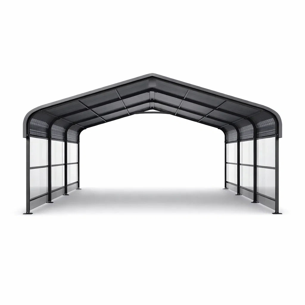 Abri voiture en acier galvanisé et polycarbonate gris 600 x 300 x 280 cm - 2026