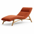Chaise longue en tissu marron avec cadre en chêne - 2026