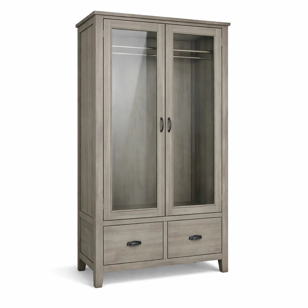 Armoire en bois et verre gris avec tiroirs 200x100x50 cm - 2026