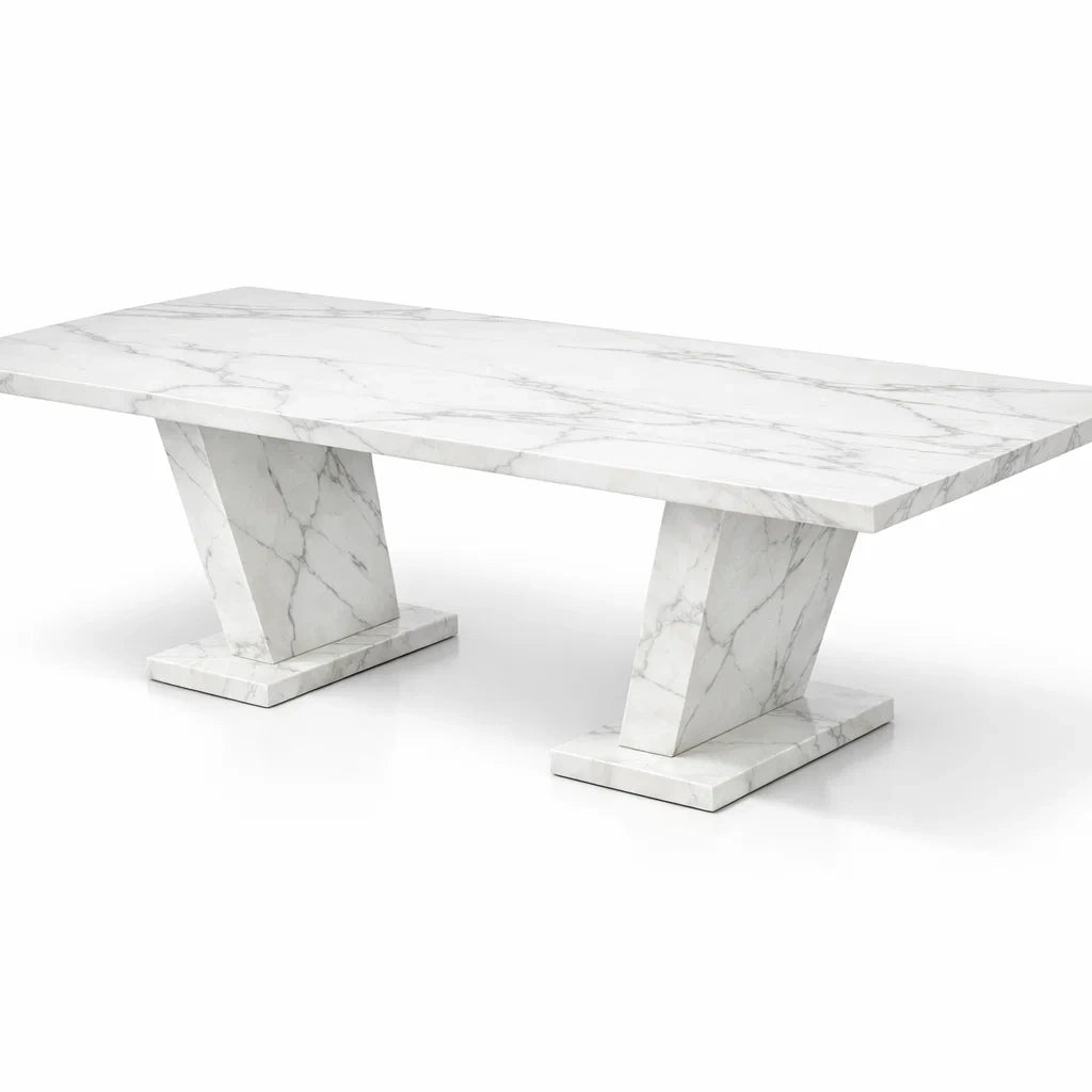 Table à manger en marbre blanc 180x90x75 cm - 2026