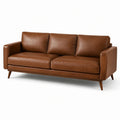 Canapé 3 places marron effet cuir avec pieds en bois, 210 × 90 × 85 cm - 2026