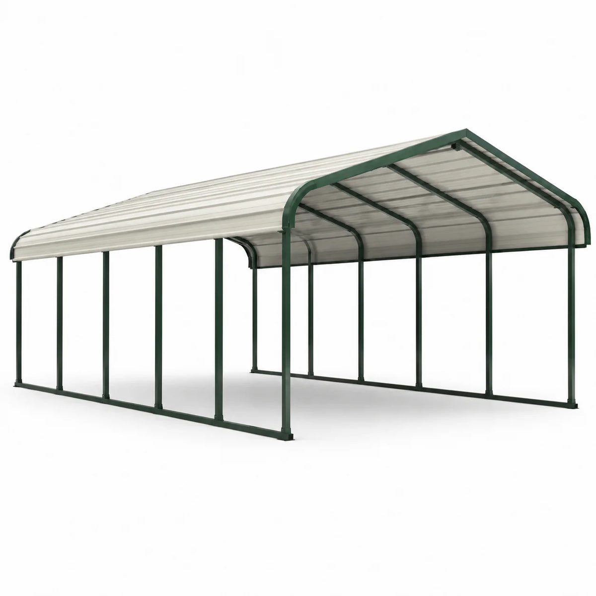 Abri voiture métal 7x4x3m toit polycarbonate vert/blanc - 2026