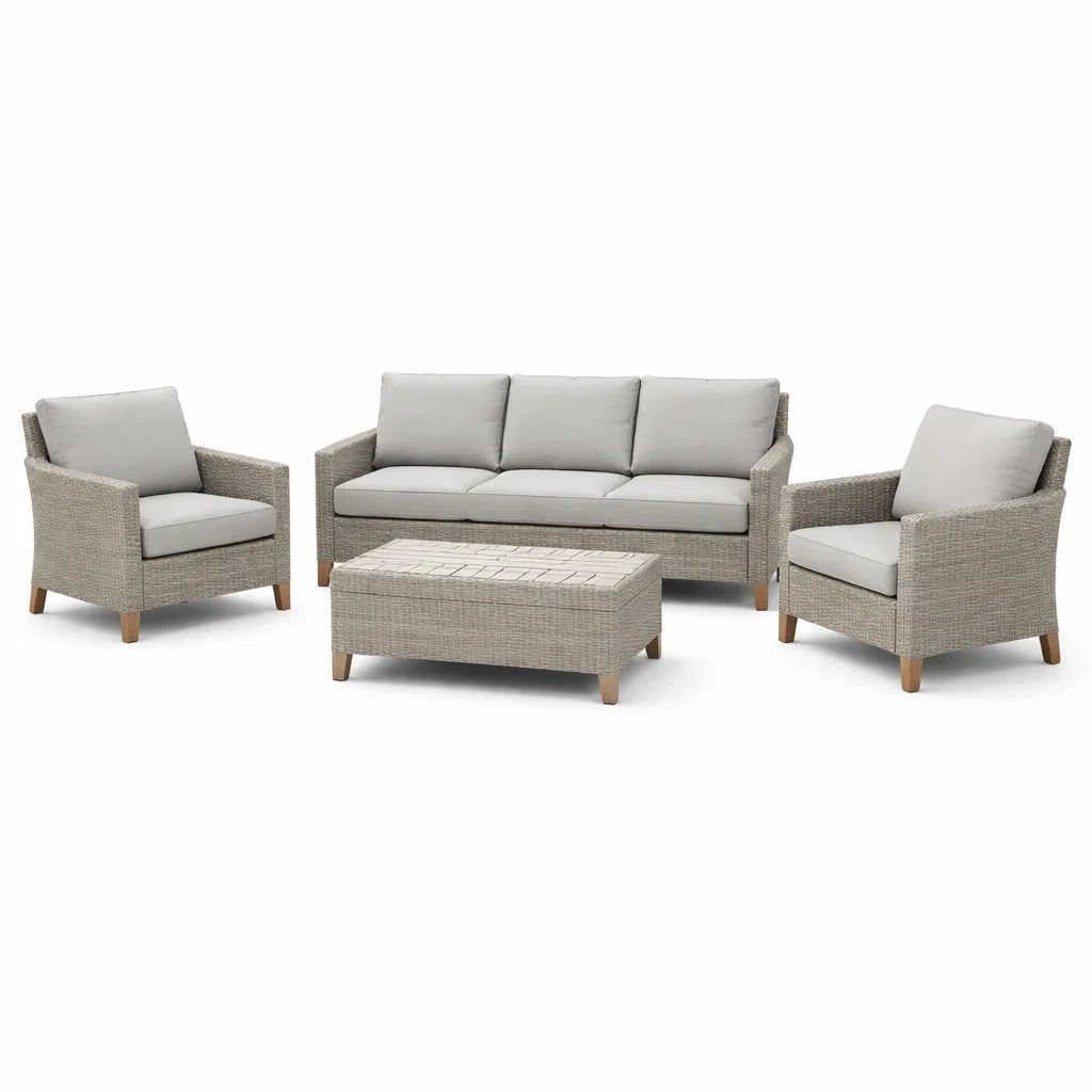 Ensemble de canapés en rotin synthétique gris clair beige - 2026