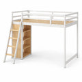 Lit mezzanine en métal blanc et bois - 2026