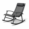 Fauteuil à bascule de terrasse en aluminium avec tissu polyester noir - 2026
