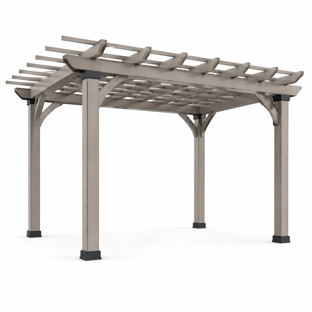 Pergola carrée en bois composite 300x300x250 cm gris taupe - 2026