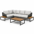 Ensemble de salon extérieur en aluminium et corde avec table basse - 2026