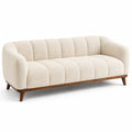 Canapé 3 places en tissu bouclé beige avec structure en bois - 2026