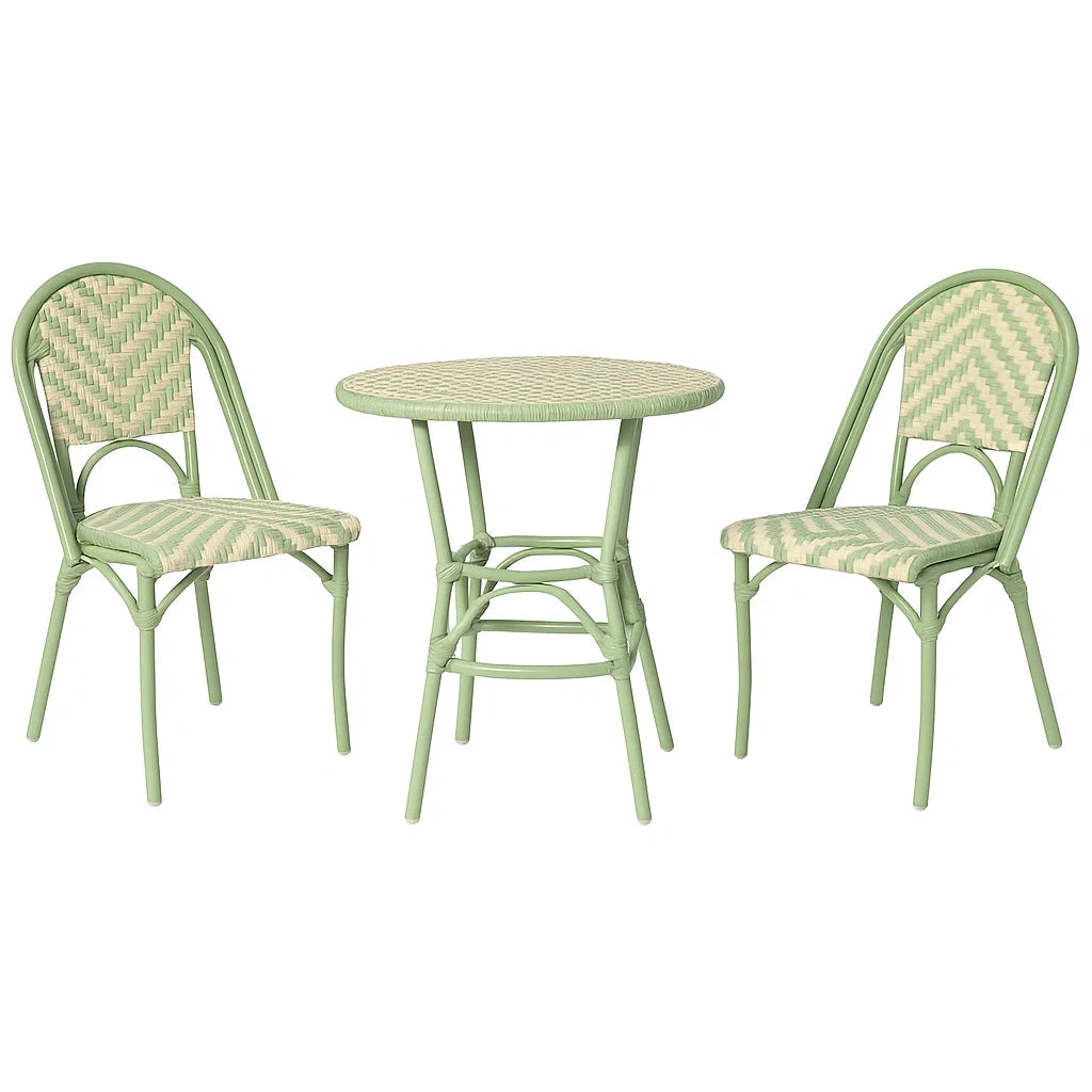 Petit ensemble de conversation de jardin en rotin synthétique vert clair - 2026