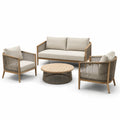 Ensemble de salon extérieur en bois et corde beige - 2026