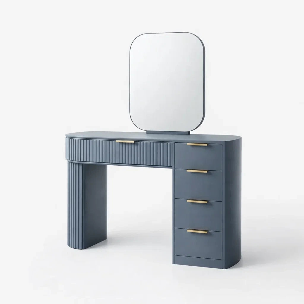 Coiffeuse en bois avec miroir et 5 tiroirs bleu - 2026
