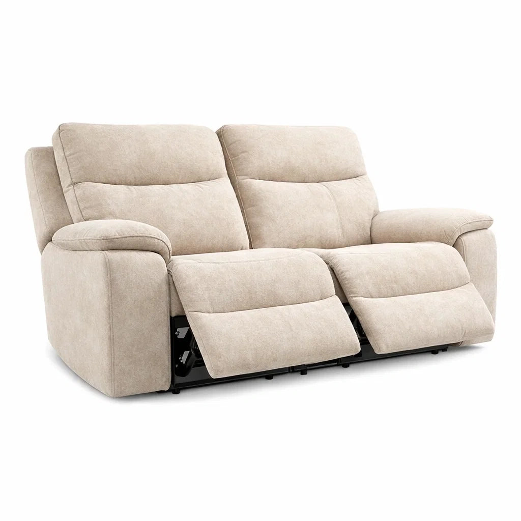 Canapé 2 places en tissu beige avec repose pieds réglables - 2026