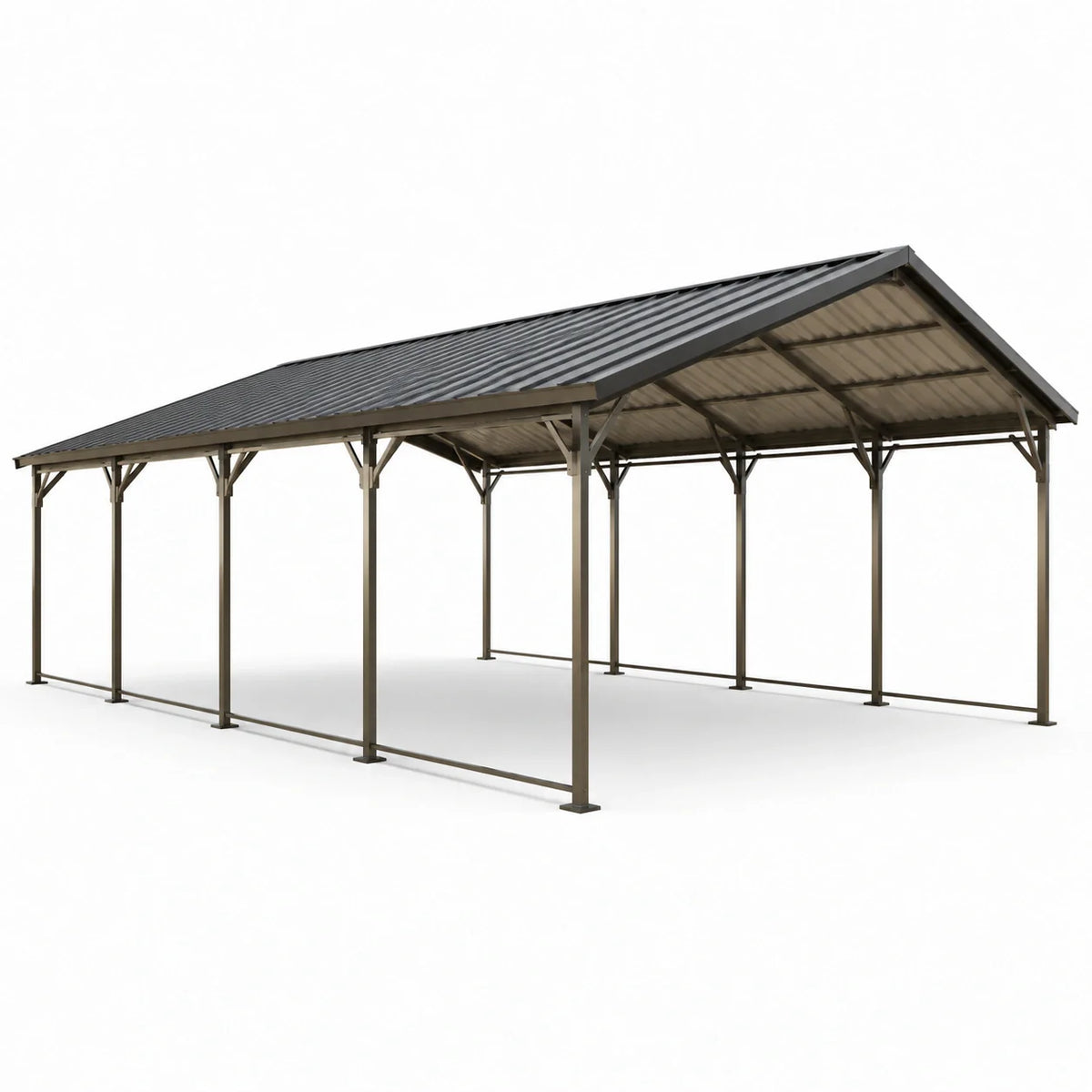Abri voiture double en acier galvanisé gris 600x300x250 cm - 2026