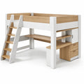 Lit mezzanine en mdf et chêne blanc avec bureau intégré - 2026
