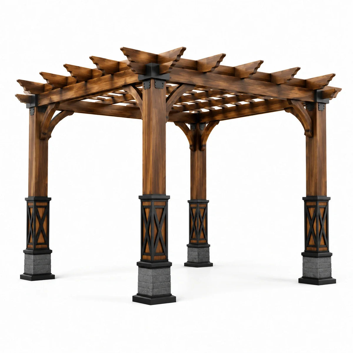 Pergola en bois avec piliers en métal et béton 3x4x2.5m - 2026