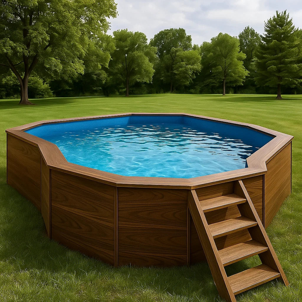 Piscine octogonale extérieure bois acier avec échelle 4m diamètre - 2026