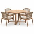 Ensemble de repas de jardin en bois avec 4 chaises en corde - 2026
