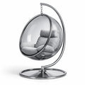 Fauteuil suspendu œuf avec support en acrylique et acier avec coussin gris - 2026
