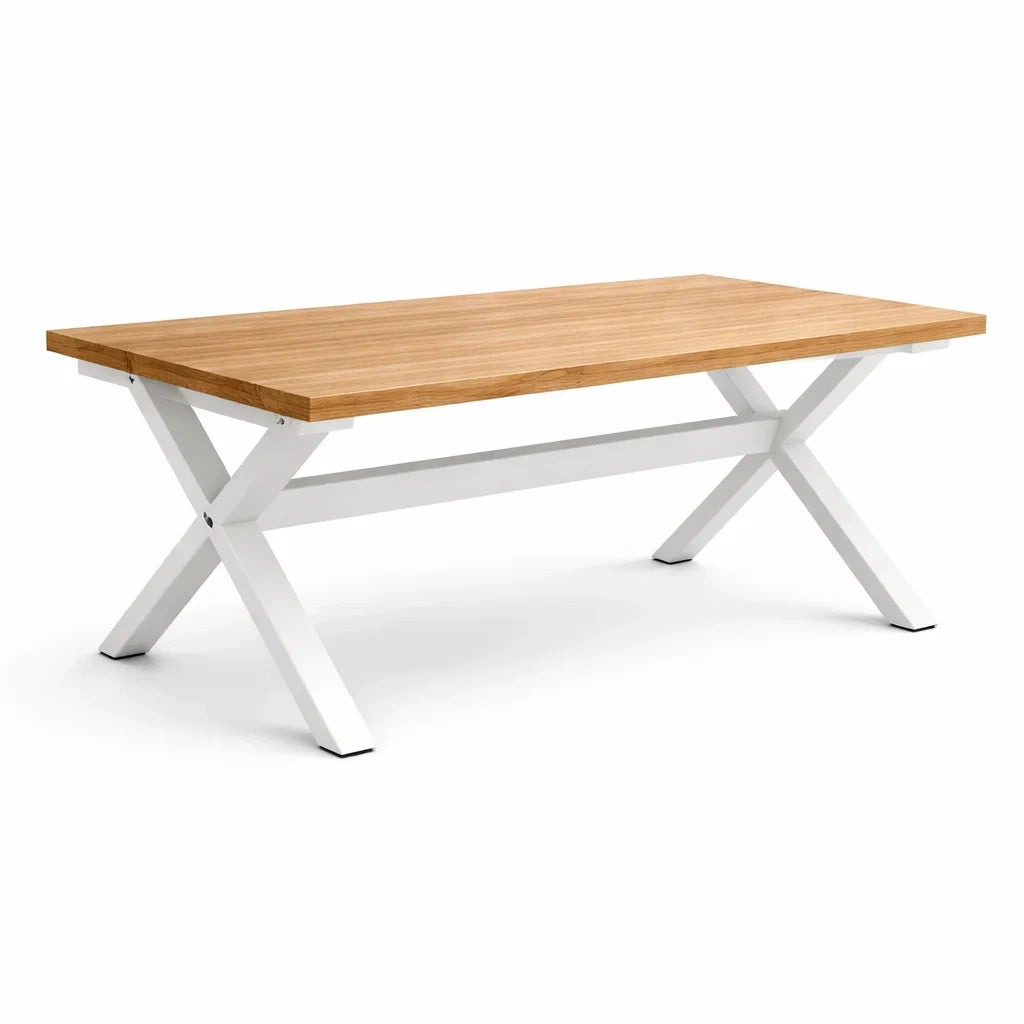 Table rectangulaire en chêne avec structure en acier blanc - 2026