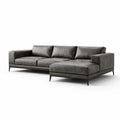 Canapé d’angle en cuir synthétique gris 280x160x70 cm - 2026