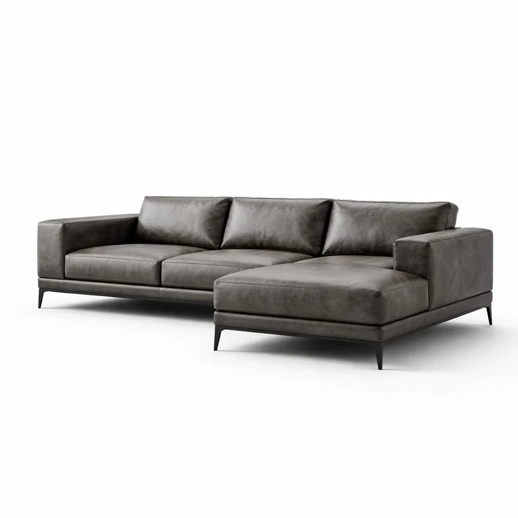 Canapé d’angle en cuir synthétique gris 280x160x70 cm - 2026