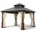 Pavillon de jardin en aluminium avec toit en acier et rideaux en polyester 3x3 m - 2026
