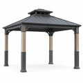 Pavillon de jardin en acier et bois composite 3x4 m gris - 2026