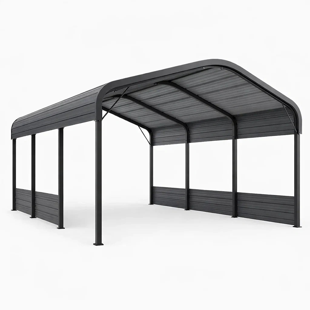 Abri voiture en métal acier galvanisé anthracite 600 x 300 x 230 cm - 2026