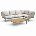 Ensemble de Salon de Jardin en Aluminium et Bois avec Coussins en Polyester Gris Clair - 2026