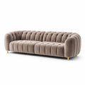 Canapé en velours polyester beige avec pieds en métal doré - 2026