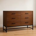Commodes commode 6 tiroirs noyer MDF/métal marron 80x120x40 cm - 2026