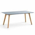 Table à manger rectangulaire en bois avec surface stratifiée bleue - 2026