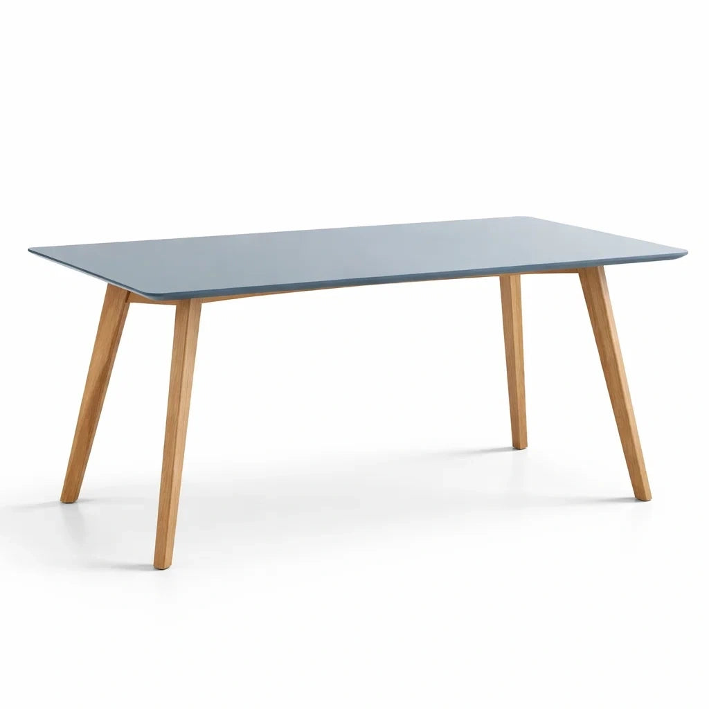 Table à manger rectangulaire en bois avec surface stratifiée bleue - 2026