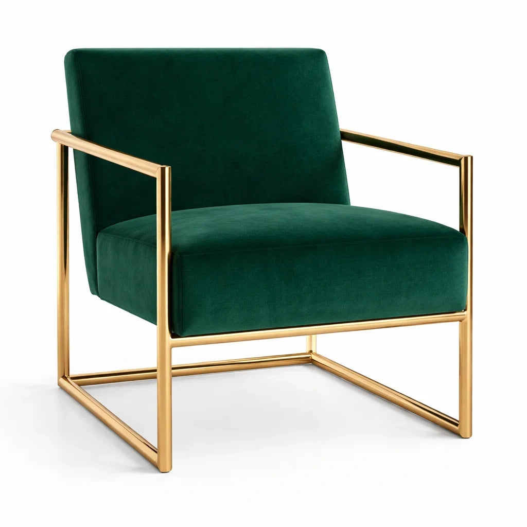 Fauteuil velours avec structure en métal doré - 2026